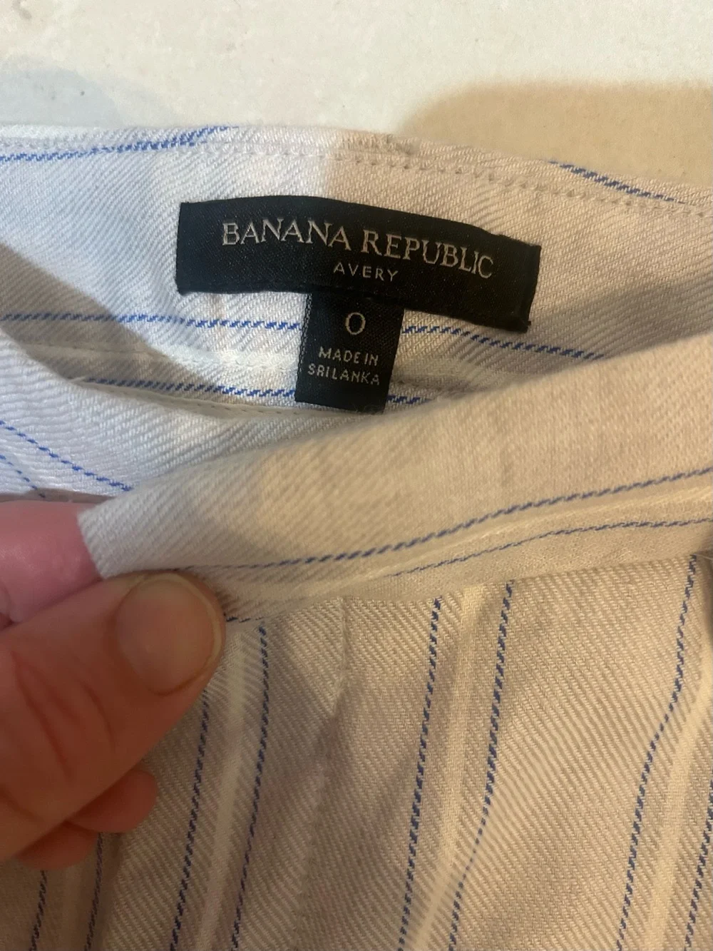 Banana Republic Linen White/blue striped Avery Pants 0